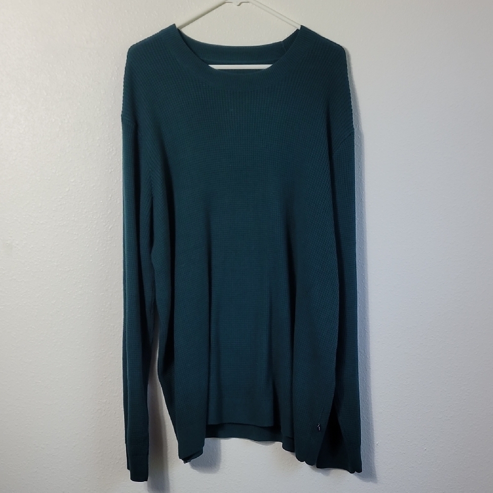 GAP Mens Waffle Thermal Long Sleeve Shirt Size XXL 2XL Green Crewneck Alternativ